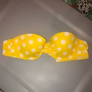 Yellow polka dot bikini top